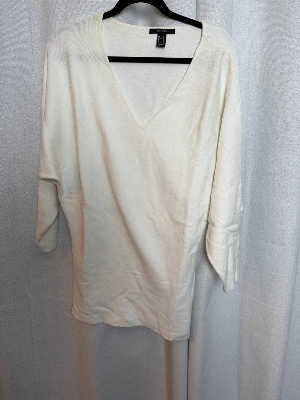 Cream V-Neck Knit Top
